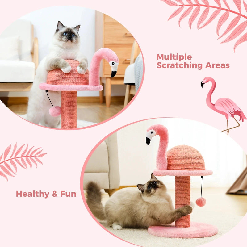 Cat Scratching Post Pink Flamingos Natural Sisal Cat Scratch Post Interactive Toys with Extra Replacement Sisal Scratching Pole AMT0139PK / as picture / france