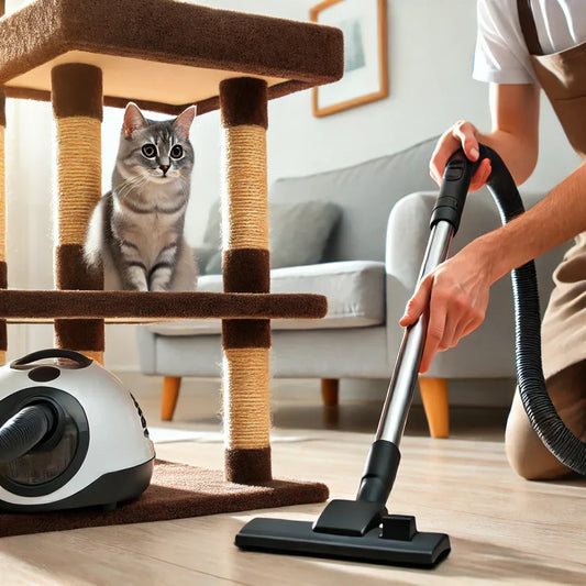 un chat et un aspirateur 