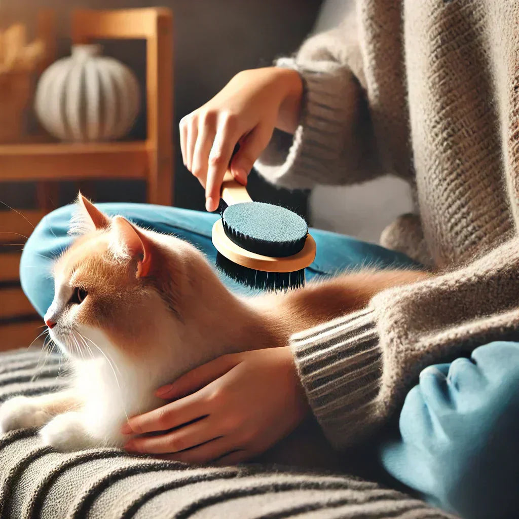 Chat se faisant brosser 