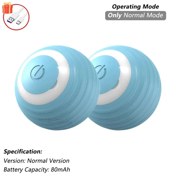 Cat Interactive Ball Toy, Automatic Rolling Ball with Tail, Rechargeable Smart Pet Interactive Toy, Intelligent Mouse for Cat 2 Blue Normal / New Version