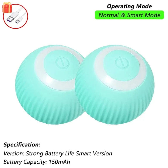 Cat Interactive Ball Toy, Automatic Rolling Ball with Tail, Rechargeable Smart Pet Interactive Toy, Intelligent Mouse for Cat 2 Blue Smart / New Version