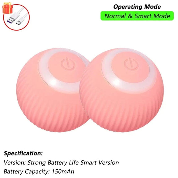 Cat Interactive Ball Toy, Automatic Rolling Ball with Tail, Rechargeable Smart Pet Interactive Toy, Intelligent Mouse for Cat 2 Pink Smart / New Version