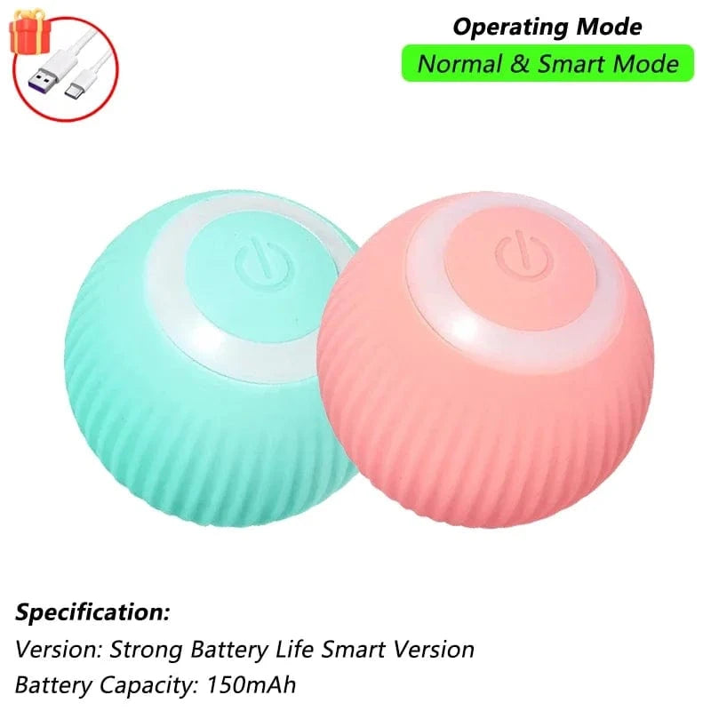Cat Interactive Ball Toy, Automatic Rolling Ball with Tail, Rechargeable Smart Pet Interactive Toy, Intelligent Mouse for Cat Blue Pink Smart / New Version