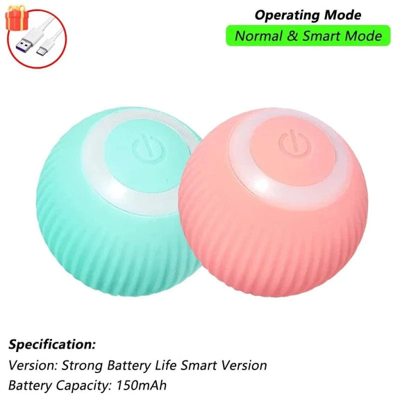 Cat Interactive Ball Toy, Automatic Rolling Ball with Tail, Rechargeable Smart Pet Interactive Toy, Intelligent Mouse for Cat Blue Pink Smart / New Version