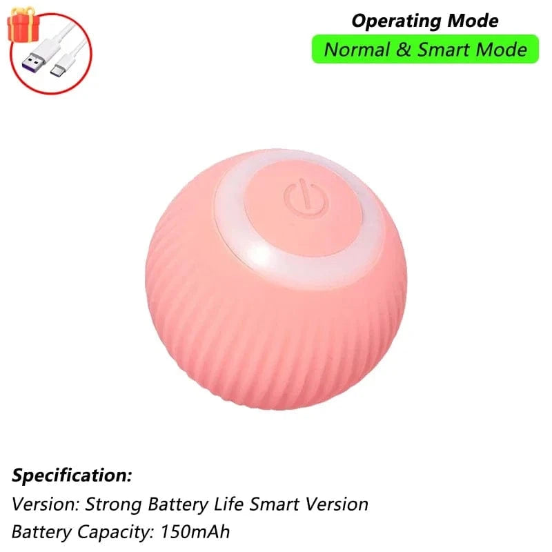 Cat Interactive Ball Toy, Automatic Rolling Ball with Tail, Rechargeable Smart Pet Interactive Toy, Intelligent Mouse for Cat Pink Smart / New Version