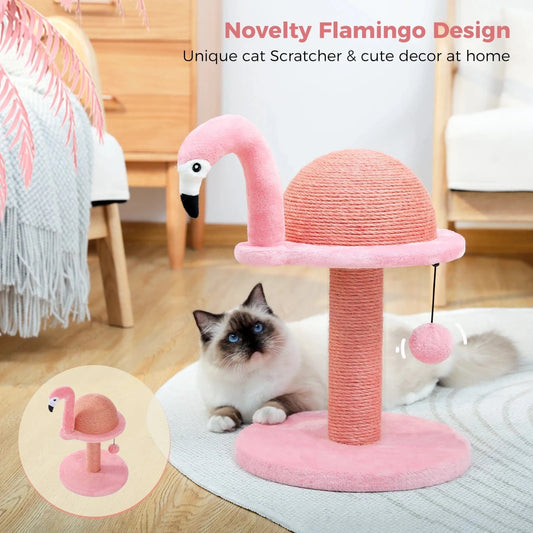 Cat Scratching Post Pink Flamingos Natural Sisal Cat Scratch Post Interactive Toys with Extra Replacement Sisal Scratching Pole AMT0139PK / as picture / france