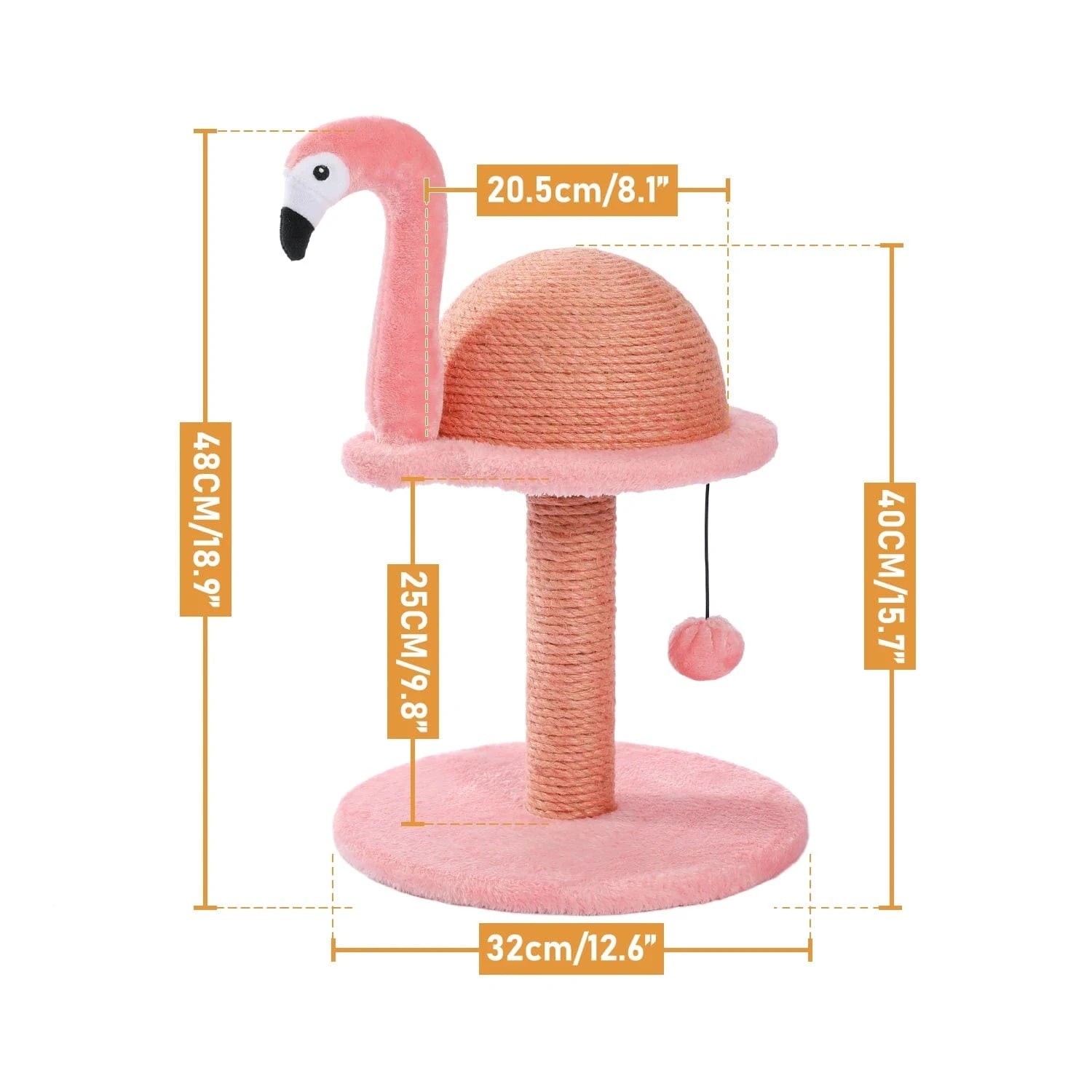 Cat Scratching Post Pink Flamingos Natural Sisal Cat Scratch Post Interactive Toys with Extra Replacement Sisal Scratching Pole AMT0139PK / as picture / france